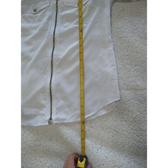 Michael Kors Zip Up Collard White Blouse - Picture 13 of 13